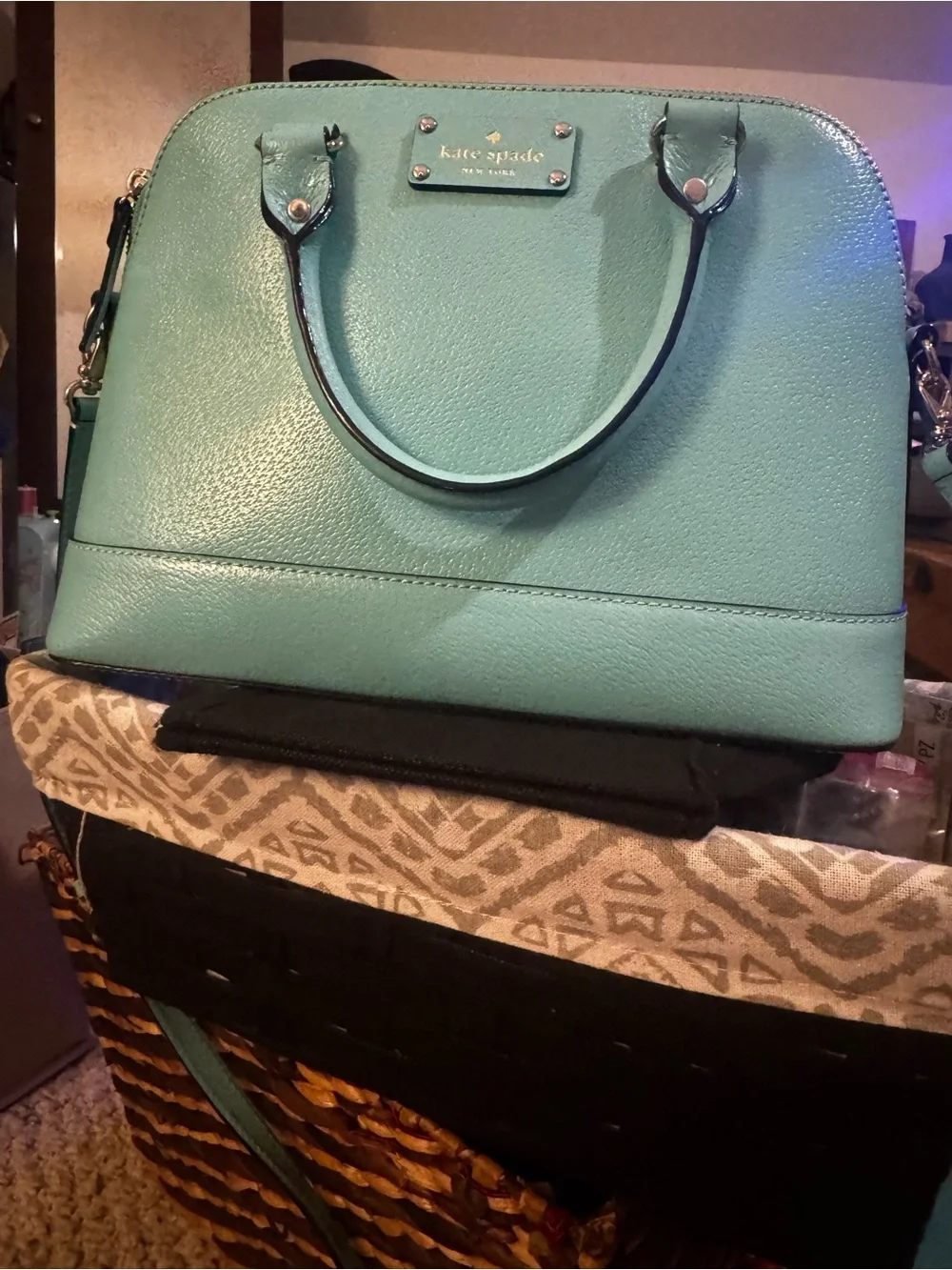 kate spade teal dome satchel with top handles